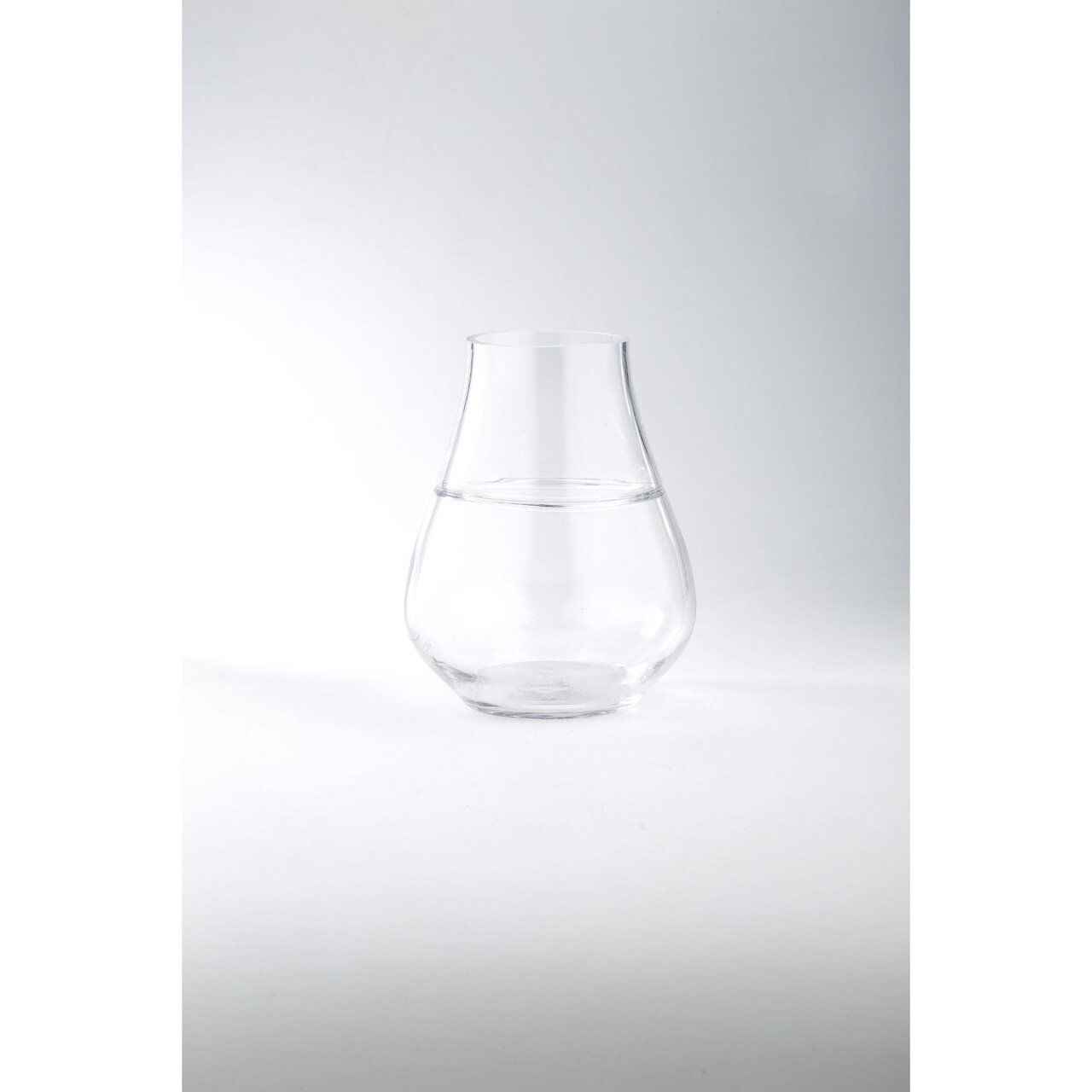 CC Home Furnishings 10" Clear Hand Blown Glass Tear Drop Vase with Stripes